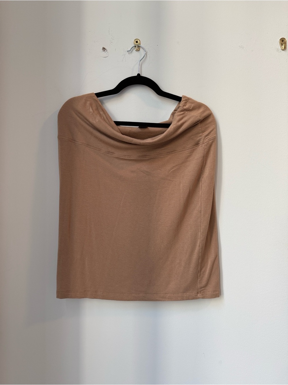 BLEUSALT Camel Pencil Skirt with Soft Cowl Waist